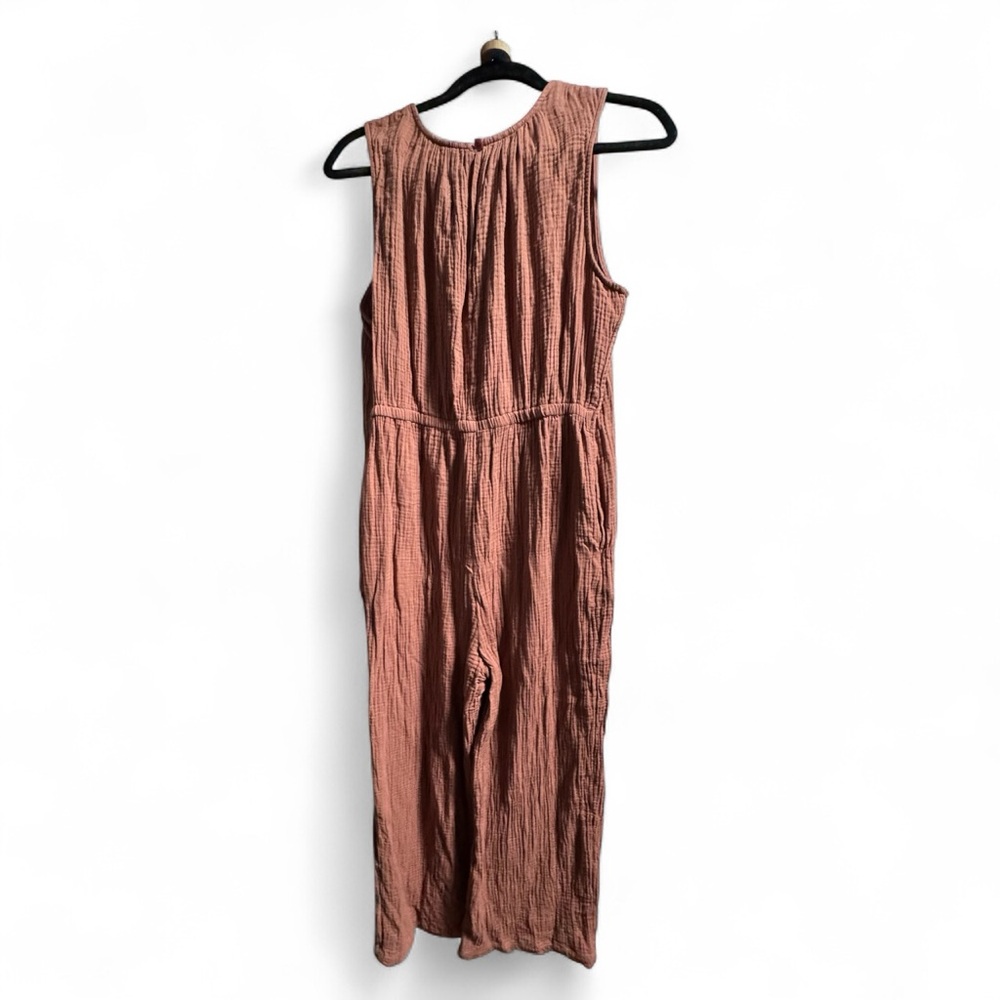 100% Gauze Cotton Muslin Dusty Pink Jumpsuit Neutral Natural Fiber Boho - Picture 3 of 6